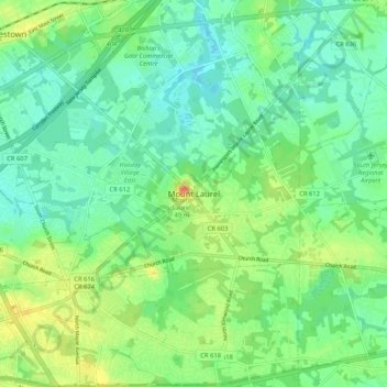 Mount Laurel topographic map, elevation, terrain