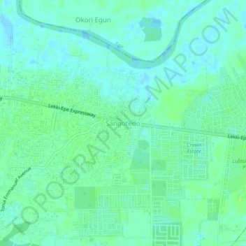 Sangotedo topographic map, elevation, terrain