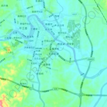 Tianyue topographic map, elevation, terrain