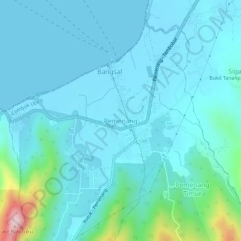 Pemenang topographic map, elevation, terrain