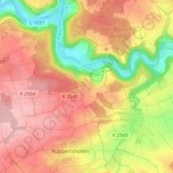 Leofels topographic map, elevation, terrain