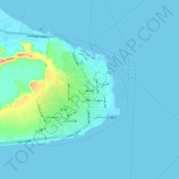 Qeshm topographic map, elevation, terrain