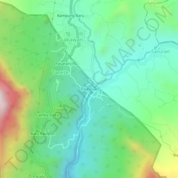 Tontonan topographic map, elevation, terrain