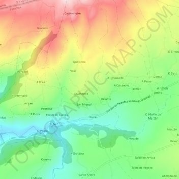 Cortiñas topographic map, elevation, terrain