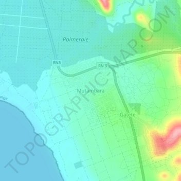 Mutambara topographic map, elevation, terrain