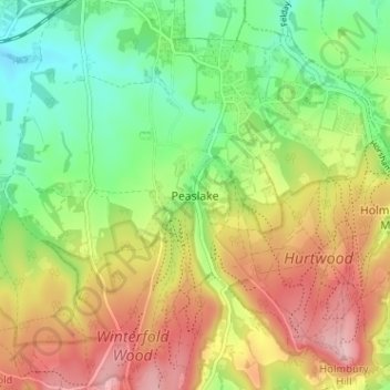 Peaslake topographic map, elevation, terrain