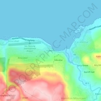 Content topographic map, elevation, terrain