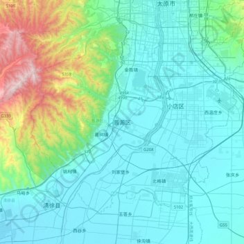 Jinyuan topographic map, elevation, terrain