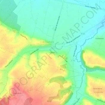 Caulets topographic map, elevation, terrain