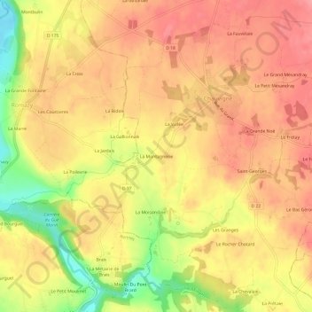 La Montagnerie topographic map, elevation, terrain