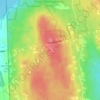 Jerimoth Hill topographic map, elevation, terrain
