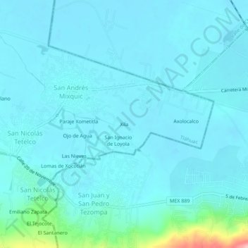 Xila topographic map, elevation, terrain