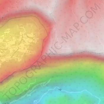 Piton Fougères topographic map, elevation, terrain