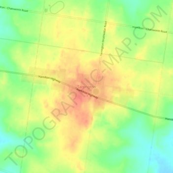 Tarrington topographic map, elevation, terrain