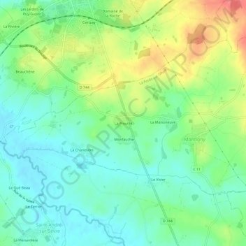 La Preuille topographic map, elevation, terrain