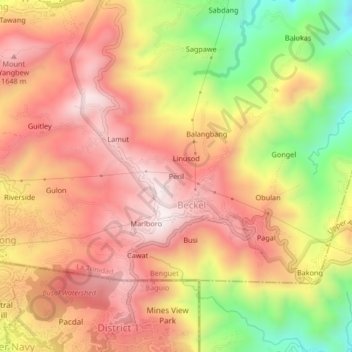 Peril topographic map, elevation, terrain