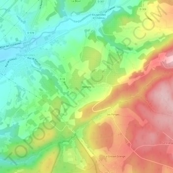Blanzey topographic map, elevation, terrain