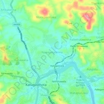 Nawayalatenna topographic map, elevation, terrain