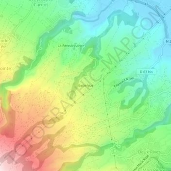Belle-Vue topographic map, elevation, terrain