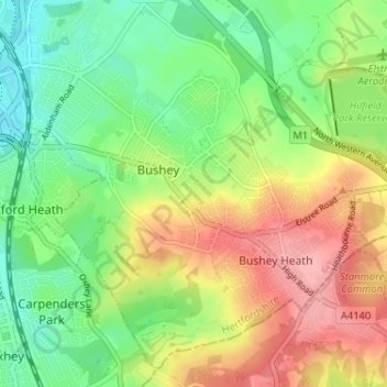 Merry Hill topographic map, elevation, terrain