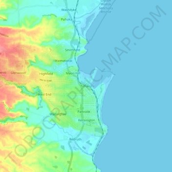 Timaru topographic map, elevation, terrain