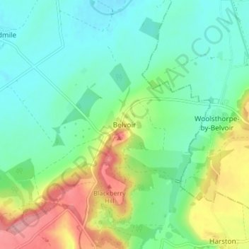 Belvoir topographic map, elevation, terrain