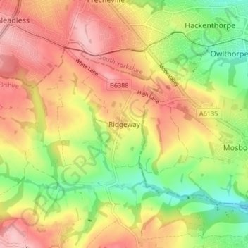 Ridgeway topographic map, elevation, terrain