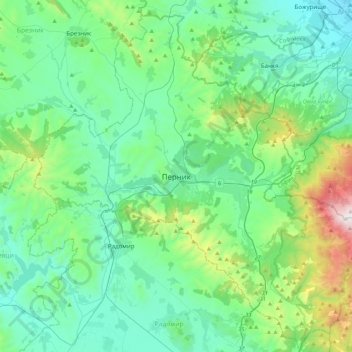 Pernik topographic map, elevation, terrain