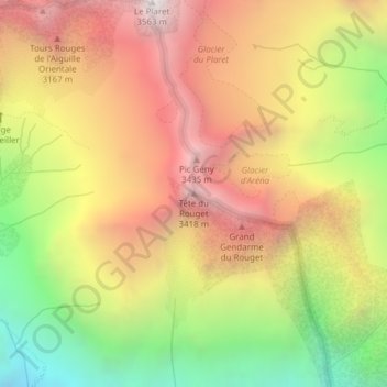 Tête du Rouget topographic map, elevation, terrain