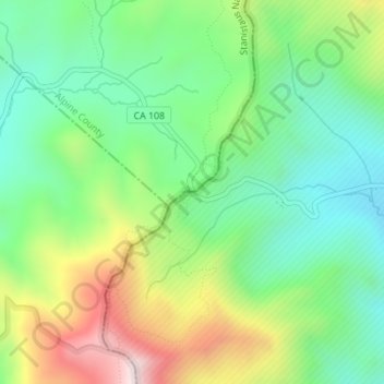 Sonora Pass topographic map, elevation, terrain