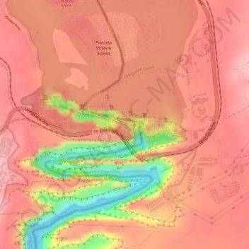 14 Rainbow Falls topographic map, elevation, terrain