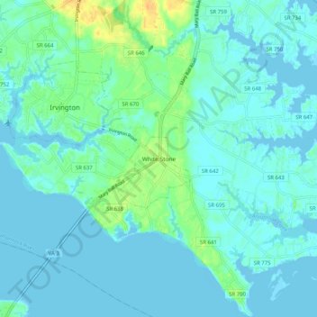 White Stone topographic map, elevation, terrain