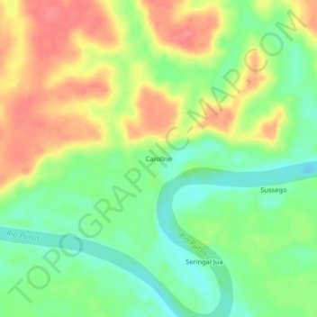 Caroline topographic map, elevation, terrain