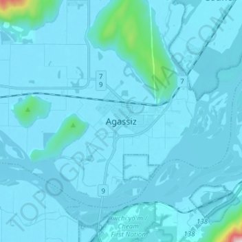 Agassiz topographic map, elevation, terrain