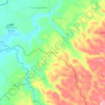 Butong topographic map, elevation, terrain