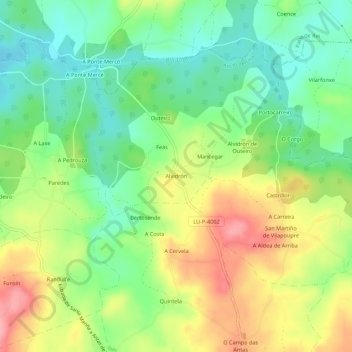 Alvidrón topographic map, elevation, terrain