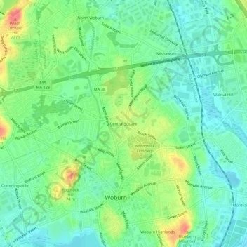 Central Square topographic map, elevation, terrain
