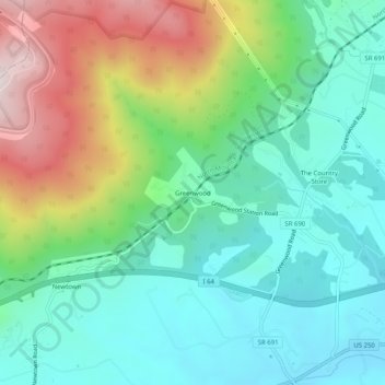 Greenwood topographic map, elevation, terrain