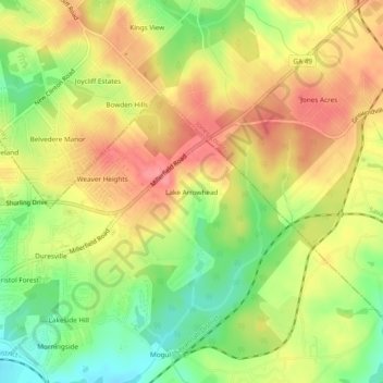 Lake Arrowhead topographic map, elevation, terrain