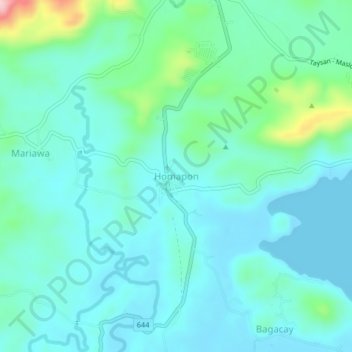 Homapon topographic map, elevation, terrain