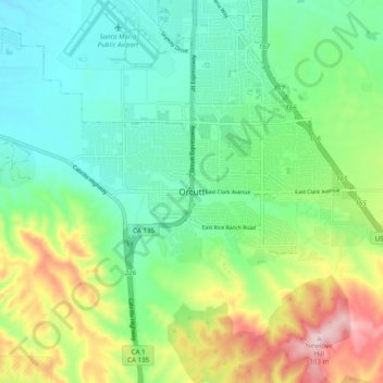 Orcutt topographic map, elevation, terrain