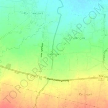 Palangan topographic map, elevation, terrain