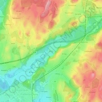 Oberau topographic map, elevation, terrain