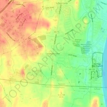 Hubbard Corner topographic map, elevation, terrain