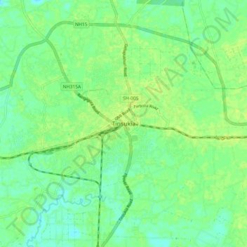 Tinsukia topographic map, elevation, terrain