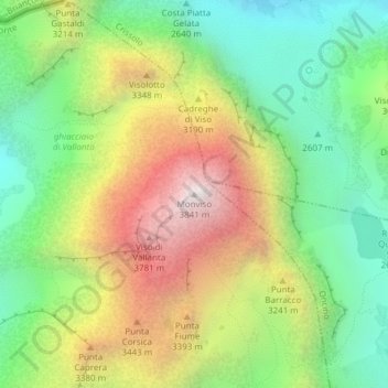 Monviso topographic map, elevation, terrain