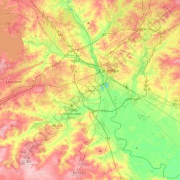 Cayce topographic map, elevation, terrain