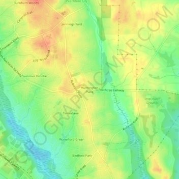 Huntington Place topographic map, elevation, terrain