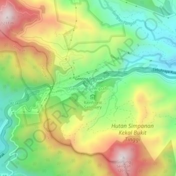 Genting Sempah topographic map, elevation, terrain