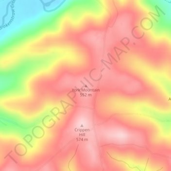 York Mountain topographic map, elevation, terrain